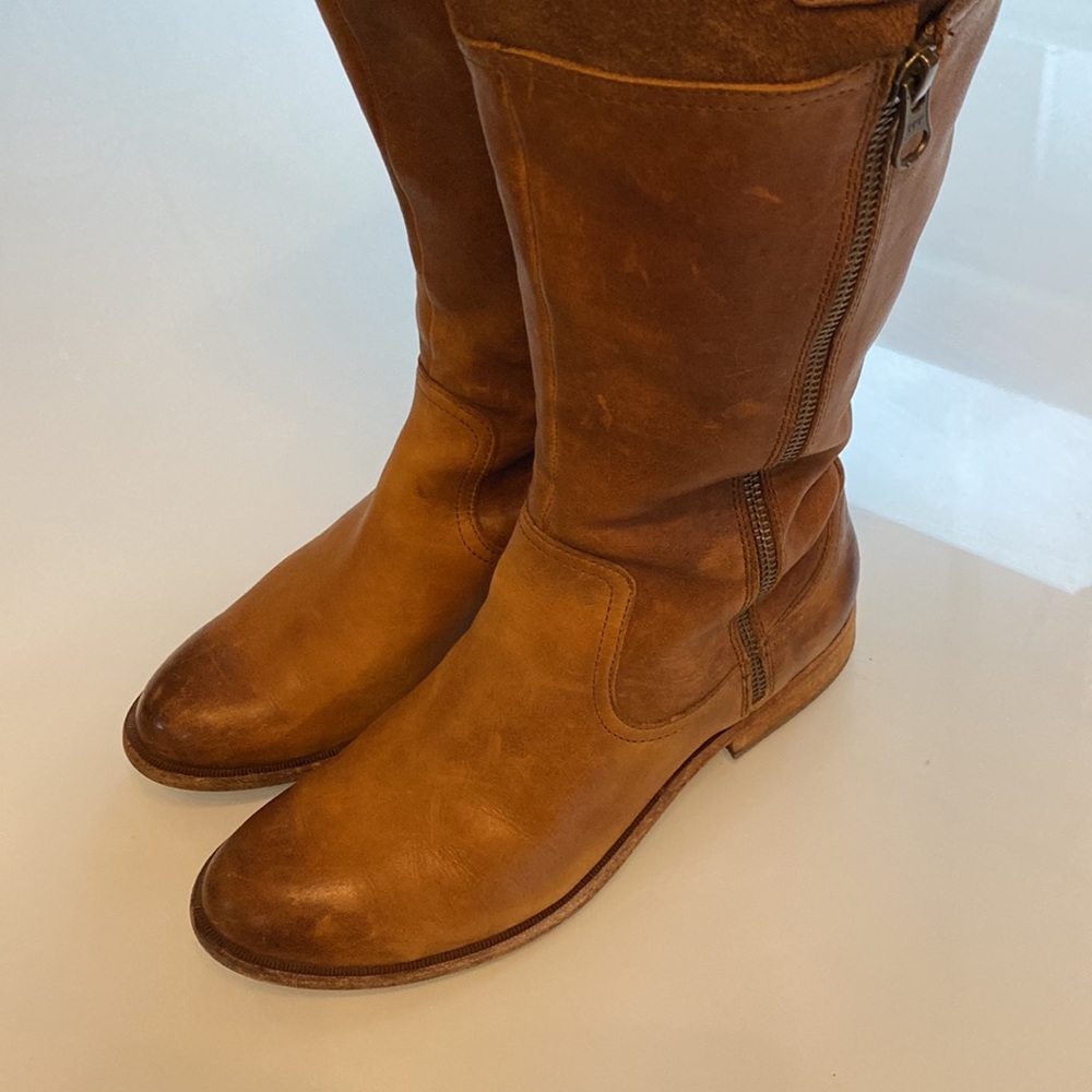 Tall brown leather boots side zipper Kork-ease - Picture 3 of 6